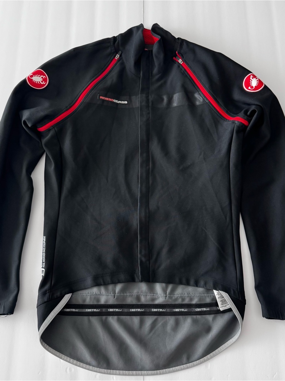 Castelli Rosso Corsa Convertible Jacket Men’s L Black Red Cycling